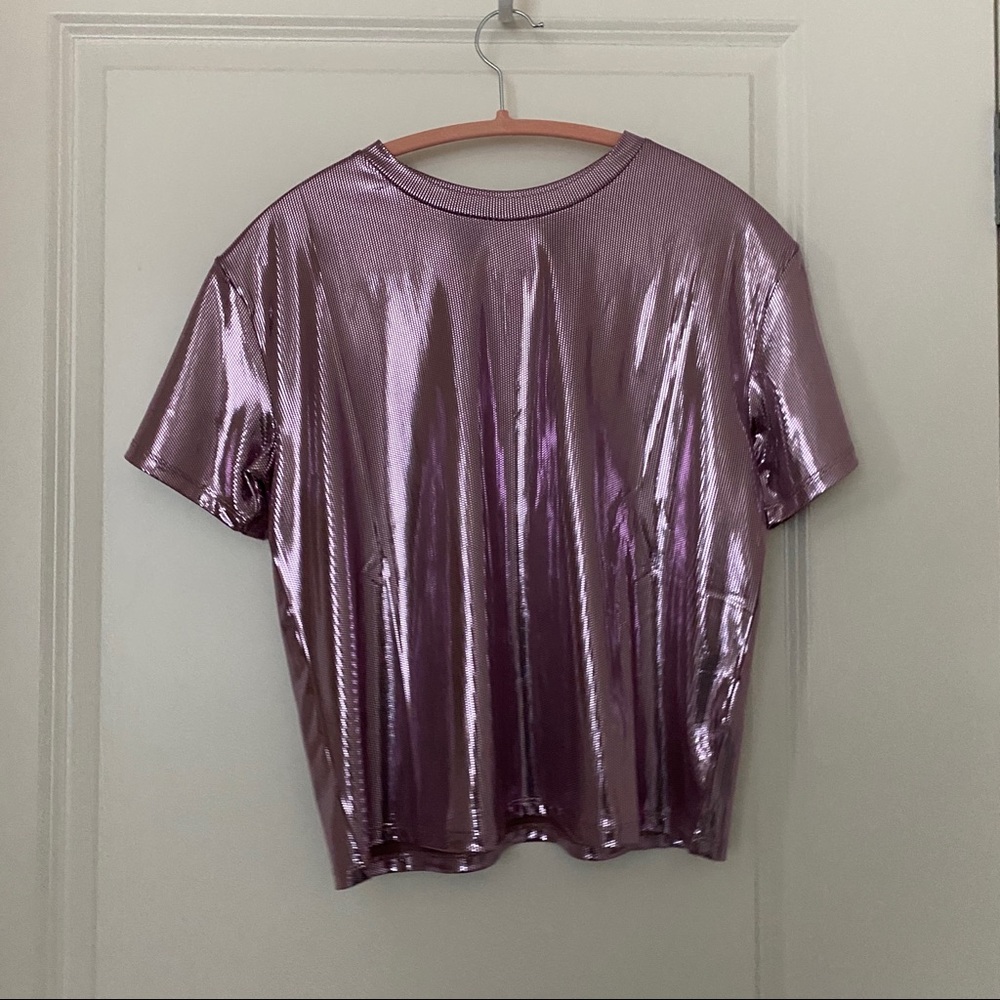 H&M Divided Purple Metallic Short-Sleeved Top - Picture 2 of 3
